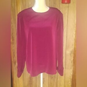Womans Red Long Size 1S Sleeved Elegant Blouse